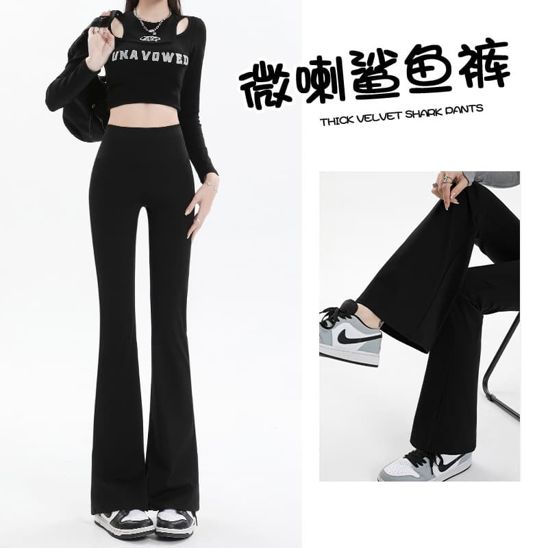 Women's Flared Leggings, Shark Pants, High-Waist, Slimming, Horse-Hem Flared Pants, Tight Flared Pants, Base Layer for Autumn