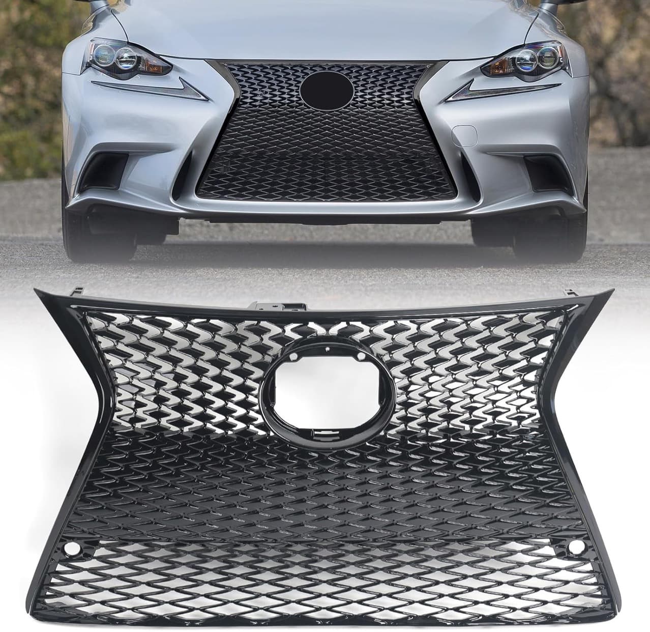 Suitable for 13, 14, and 15 Models of Lexus Is250 Is300 Sports Grille Bumper Honeycomb Grille Electroplated Frame