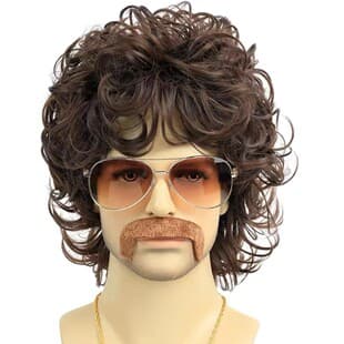 70s Retro Disco Men's Wig for Halloween Party Rock Cosplay Costume Accessory Prop
