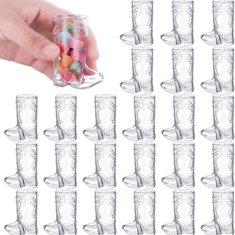 In-Stock Cowboy Boots Plastic Wine Glasses Western Cowboy Theme Party Drinks Transparent Small Wine Glasses Bachelor Party Supplies