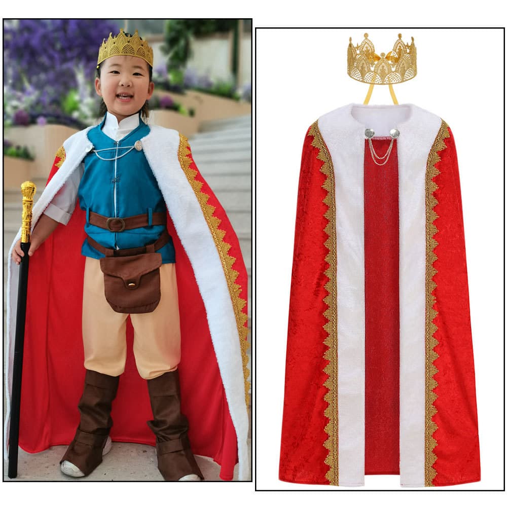 Halloween Children's Day Prince Cloak Performance Costume Christmas White Fur Edge Red King Cloak King Cloak