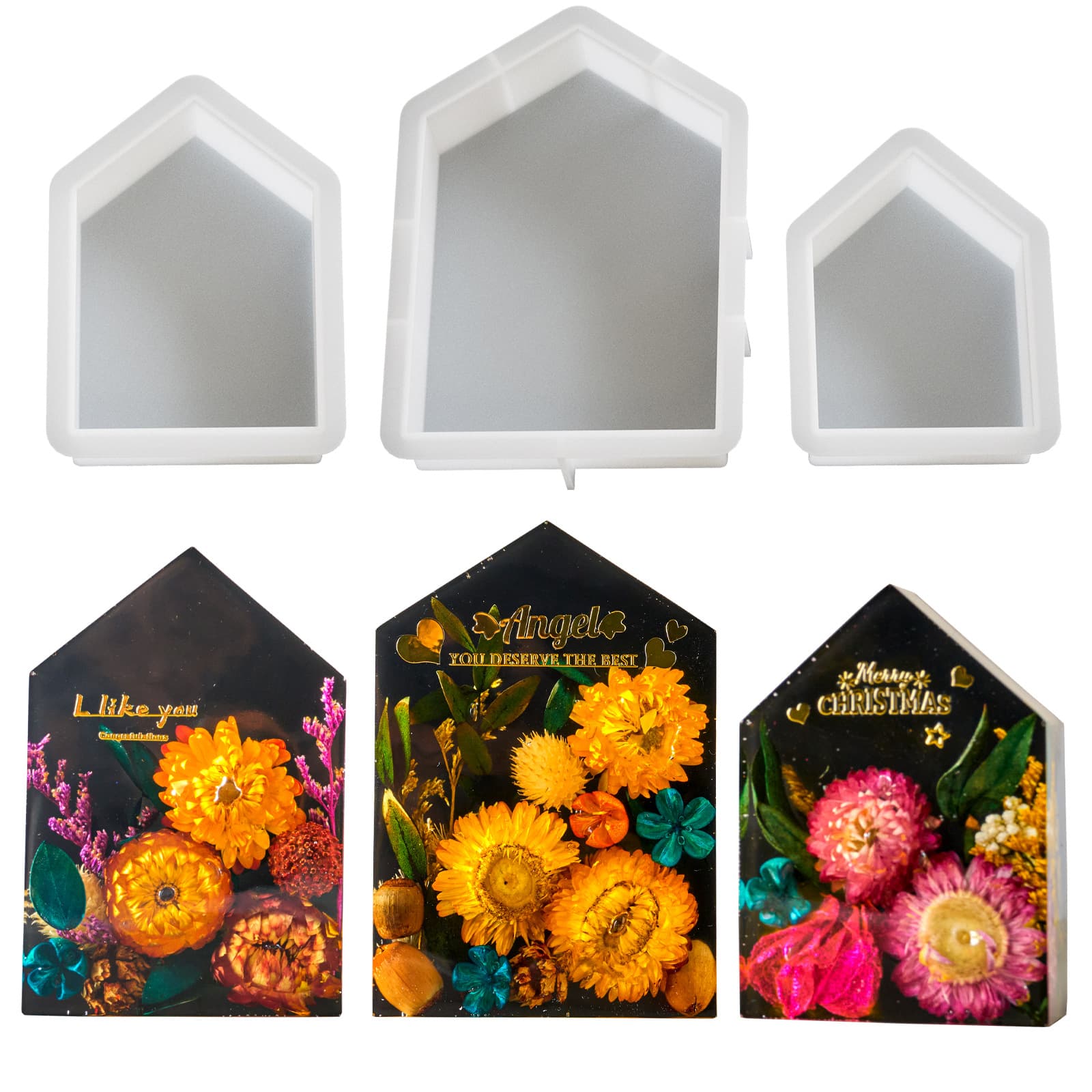 DIY crystal glue large, medium and small three-dimensional blank house candle plaster ornaments bookends silicone mold