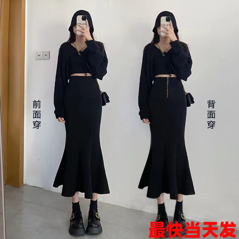 Women's Denim Skirt 2026 Spring/Summer New Reversible Mid-Length High-Waist Slim Fit Split Mermaid Pencil Skirt