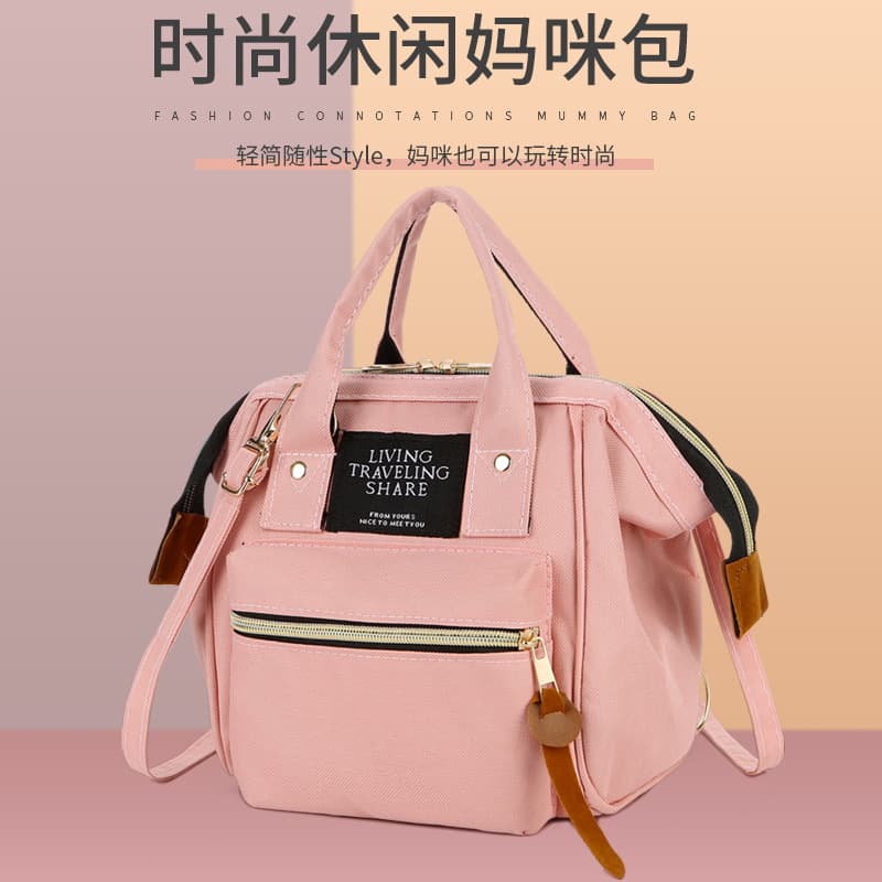 Mommy Bag Large Capacity Canvas Tote Bag Zipper Closure Inner Pocket Multifunctional Shoulder For Mothers