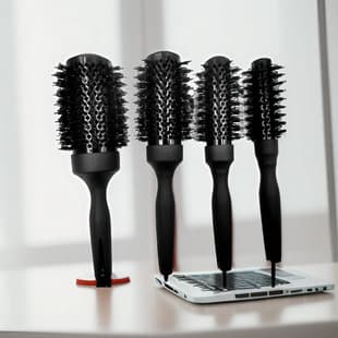 Black Aluminum Tube Comb for Women, Curly Hair Blowout, Inward Curl Straightening Styling Comb (with Tail Pin), Hair Protection, Hair Care Tool