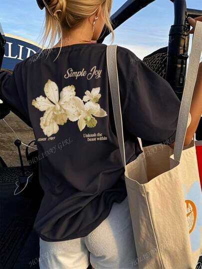 Women's Summer Colorful Letter Flower Print