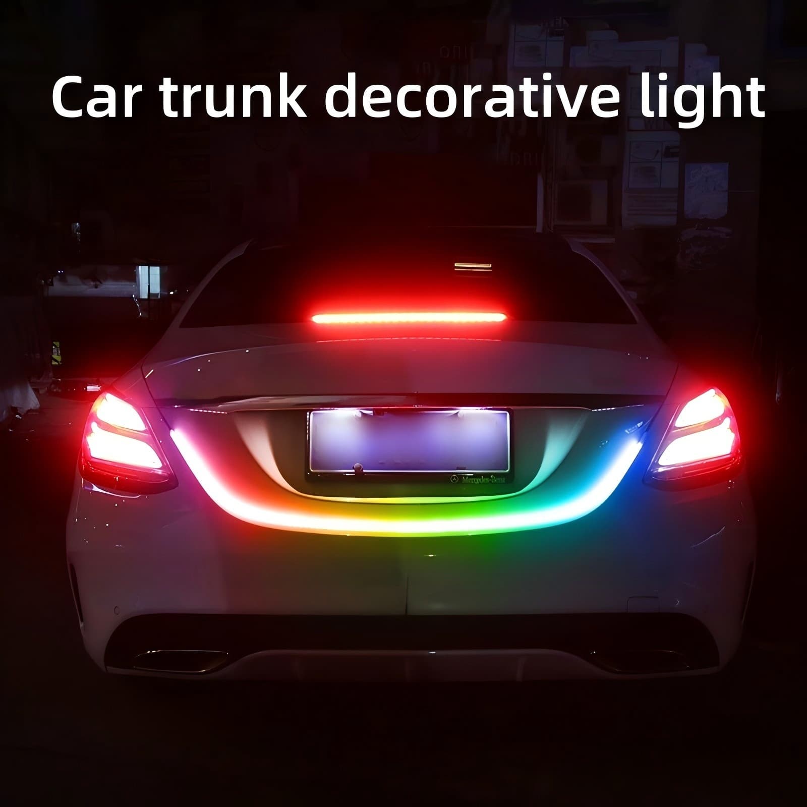Car LED Trunk Decoration Light Strip RGB Colorful Car Tail Modification Light Bar Running Water Turn Signal Trunk Light Strip