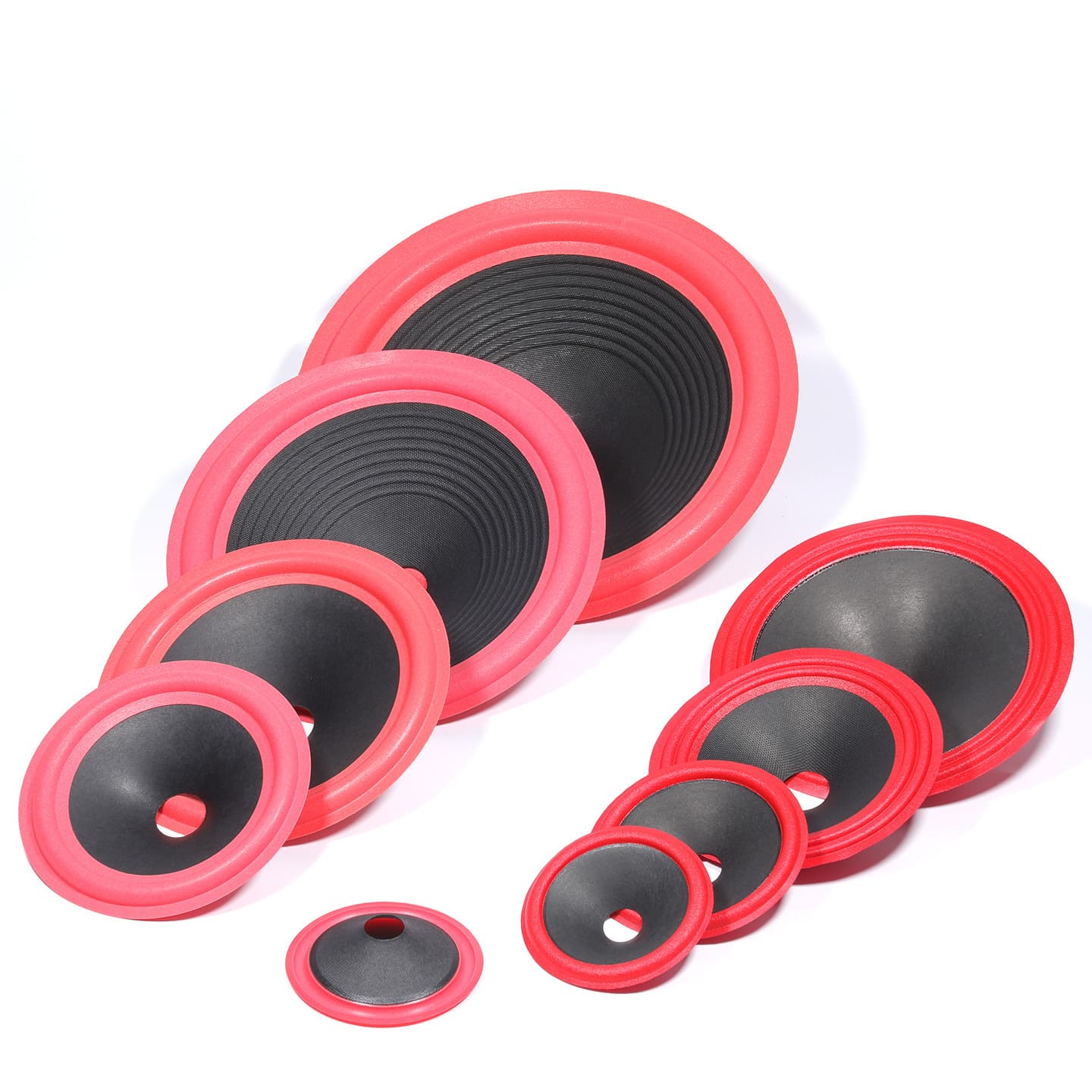 Red Foam Edge Speaker Paper Cone 4 Inch 5 Inch 6 Inch 8 Inch 10 Inch 12 Inch Woofer Paper Cone Bass Repair Parts