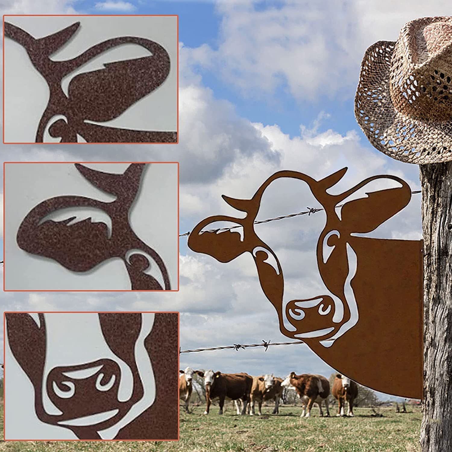 Cross-border Metal Peeking Cattle and Sheep Outdoor Garden Iron Hanging Decoration Farm Ornament