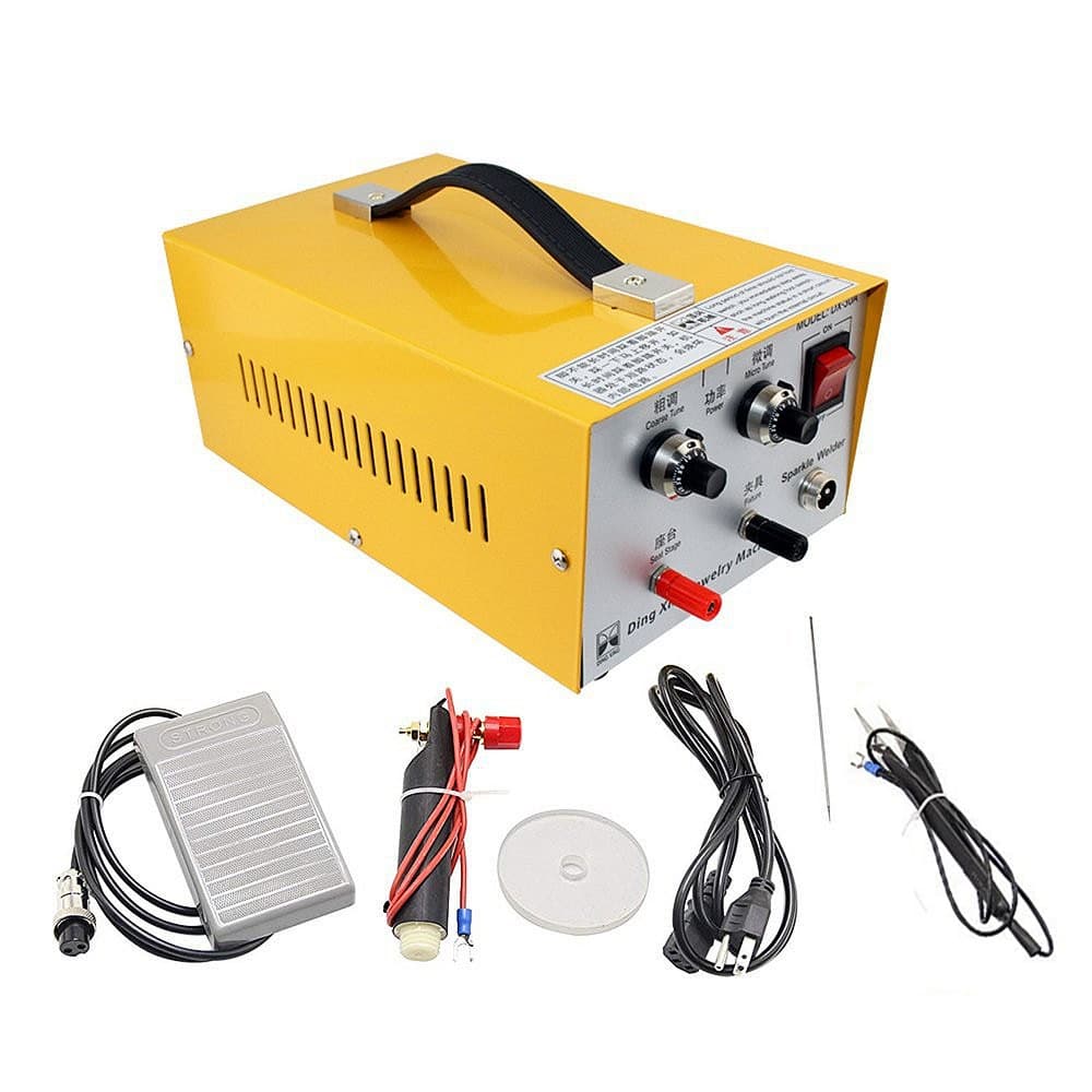 30A Spot Welder for Gold and Silver Jewelry DIY Necklaces Earrings Ring Sizes Foot-Operated Welding Tool Compact Pulse Spot Welding Machine
