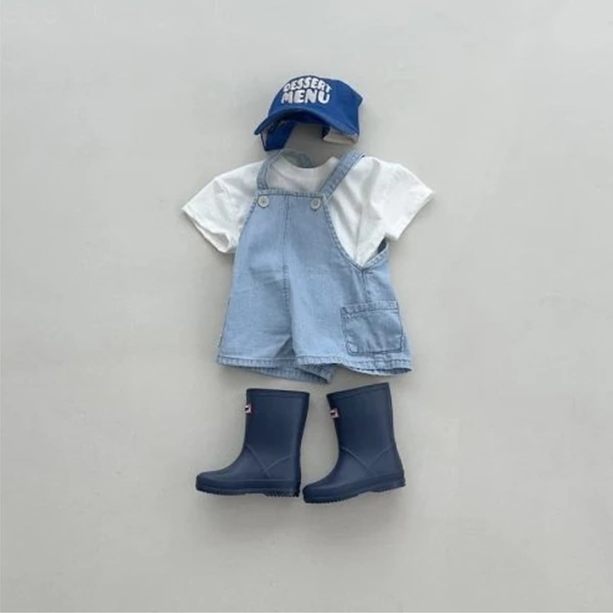 Spring/Fall New Baby Boy & Girl Denim Dungaree Shorts with Side Pockets, Five-Point Shorts, Jumpsuit