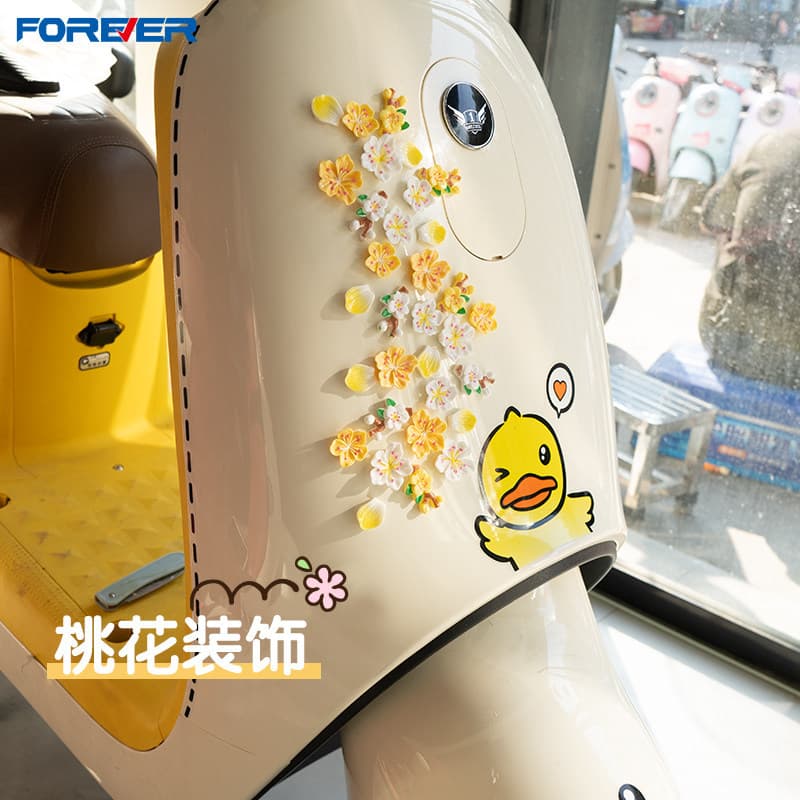 3D Decorative Flower Stickers for Electric Scooters, Motorcycles, Cars - Interior Dashboard Decor, New Peach Blossom Style