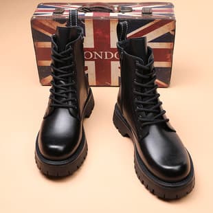 Martin Boots Men 2025 New High Top Thick Sole British Style Side Zipper Versatile Workwear Motorcycle Trendy Boots