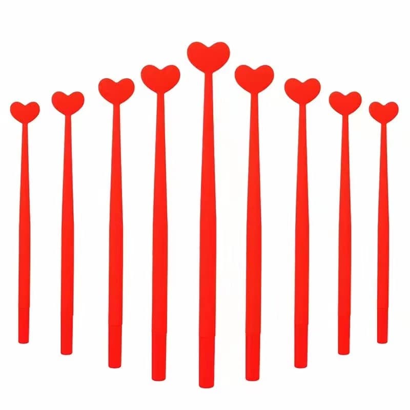 Creative Cute Heart-Shaped Shake Pen Gel Pen Water Pen Red Heart Student Stationery Ready-Made Wholesale Customization