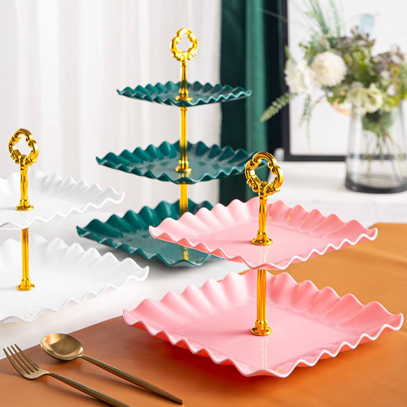 Modern Minimalist Three-Tier Fruit Tray Plastic Dessert Stand Cake Stand Wedding Cake Plate Fruit Bowl Light Luxury Dried Fruit Tray