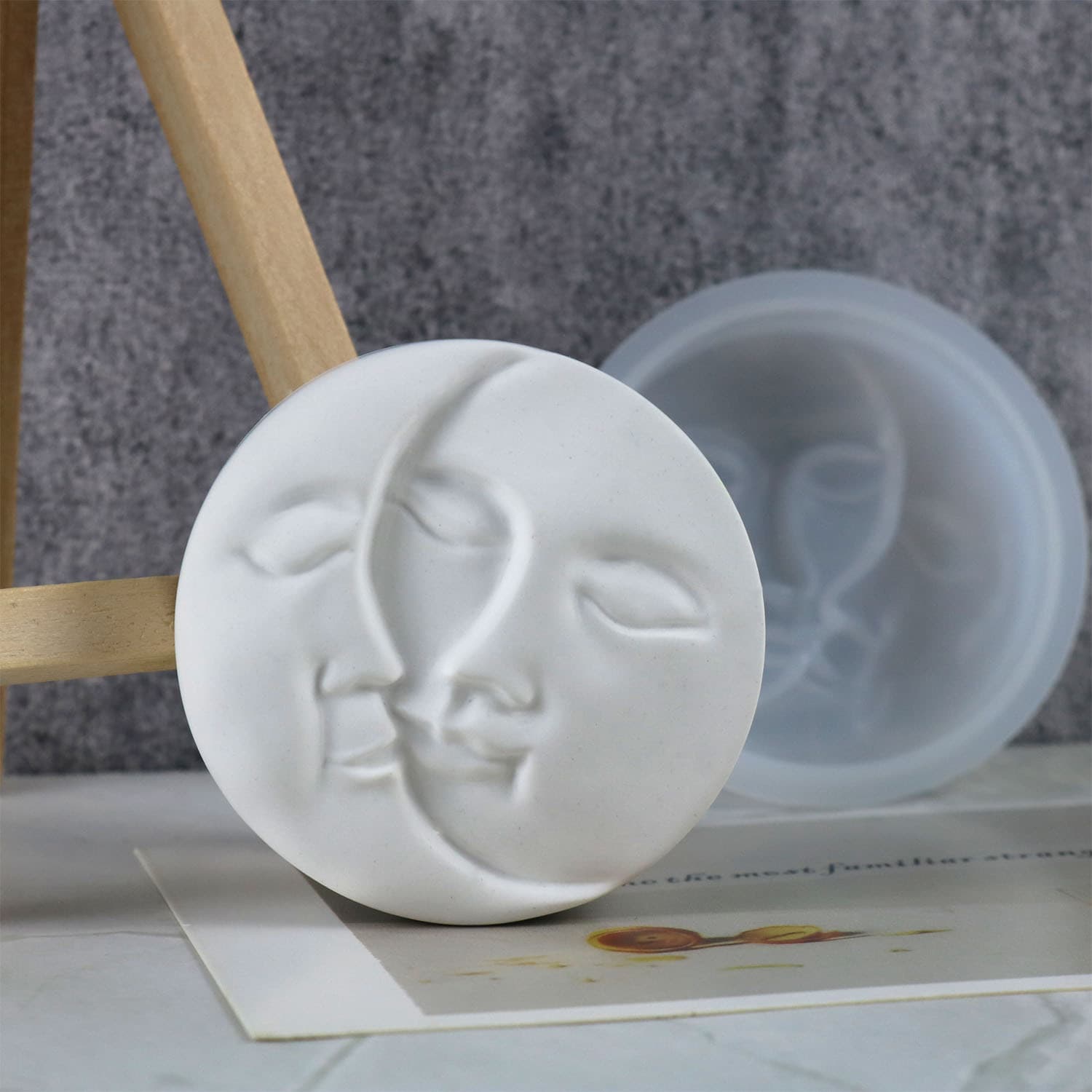 DIY new moon and sun face ornament silicone mold mirror diffuser stone glue mold hot sale on Amazon
