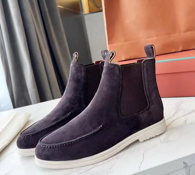 Men's Chelsea Boots Elastic Ankle Boots Autumn Winter New Style Short Boots White Sole Shoes LP Couple Shoes Flat Large Size