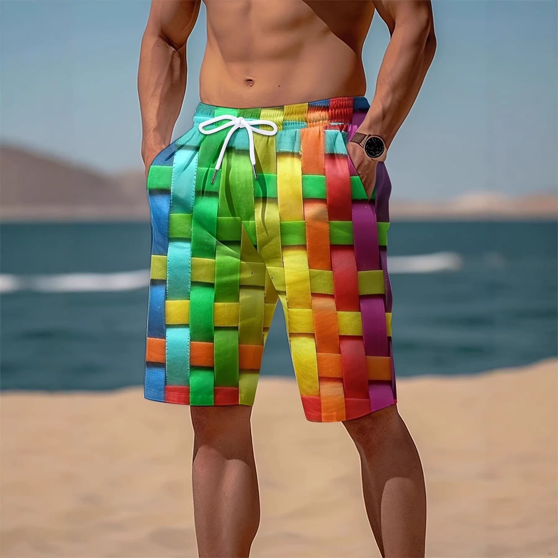 Cross-border popular men's beach pants, quick-drying swimming trunks, casual sports beach pants, new European and American styles