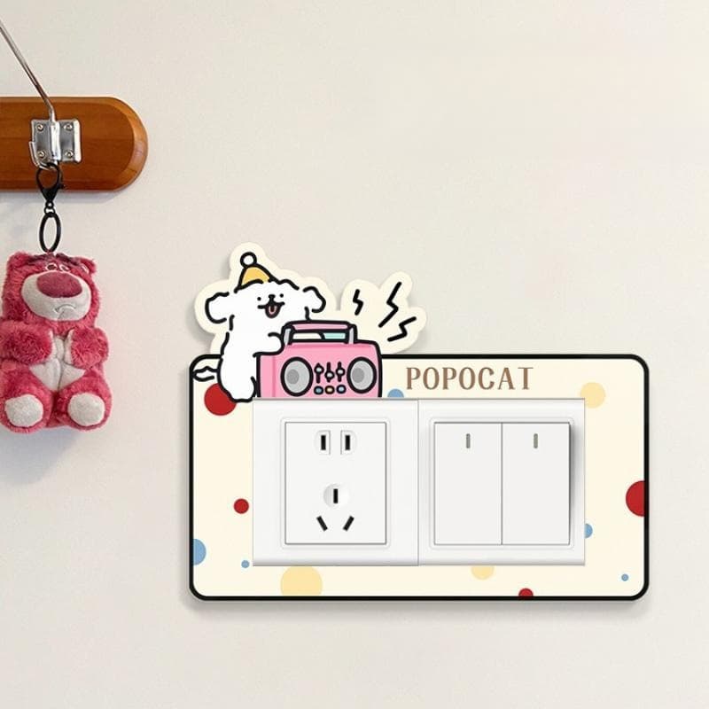 Puppy Switch Sticker, Modern Minimalist Home Switch Decoration Wall Sticker, Self-Adhesive Waterproof and Moisture-proof Socket Cover for Three Switches