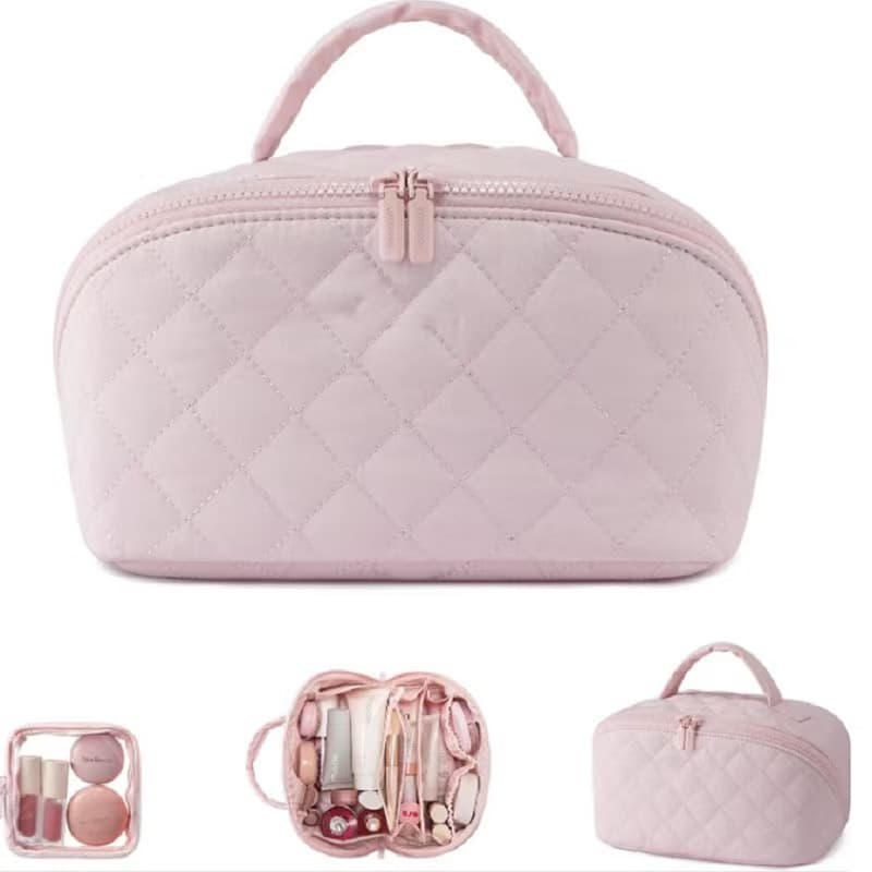 Amazon In-Stock Women's Large Capacity Cosmetic Bag New Makeup Organizer Travel Portable Handheld Toiletry Bag