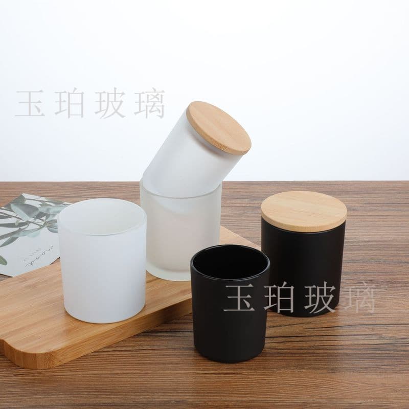 Frosted Glass Candle Cup, DIY Aromatherapy Candle Holder, Black Candle Cup, Minimalist Decorative Candle Cup for Bedroom and Dining Room