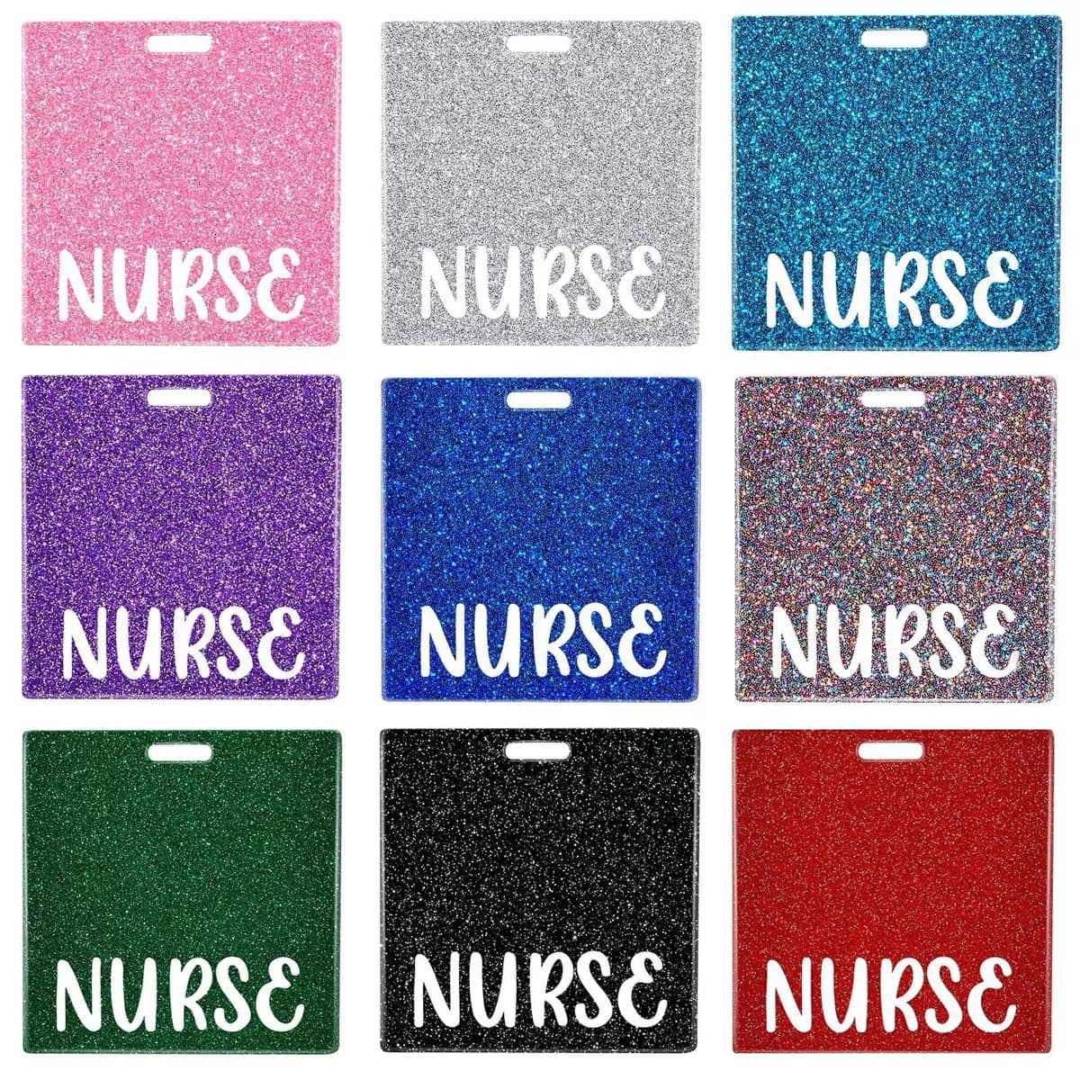 Glitter Acrylic Doctor Nurse ID Badge Name Tag Hospital Work Card