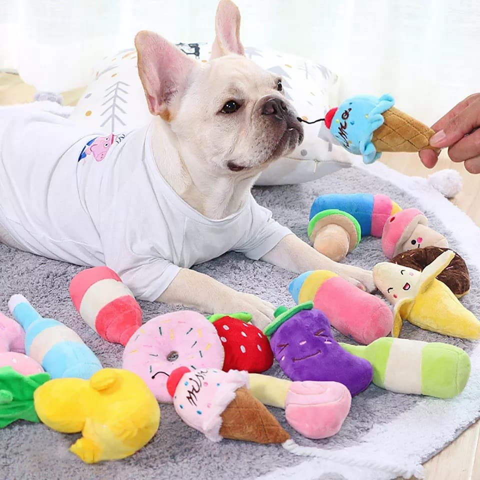 Cartoon Fruit Sound Making Dog Toy Bite Resistant Cute Plush Pet Supplies For Dogs Cats Interactive Toys