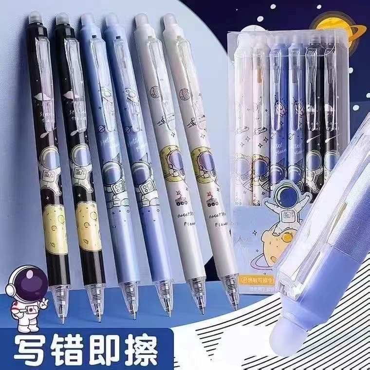 Click Erasable Pen 0.5mm Gel Pen Refill for Elementary Students, Heat-Erasable Bullet Tip Black Pen, Friction Erasable Crystal Blue