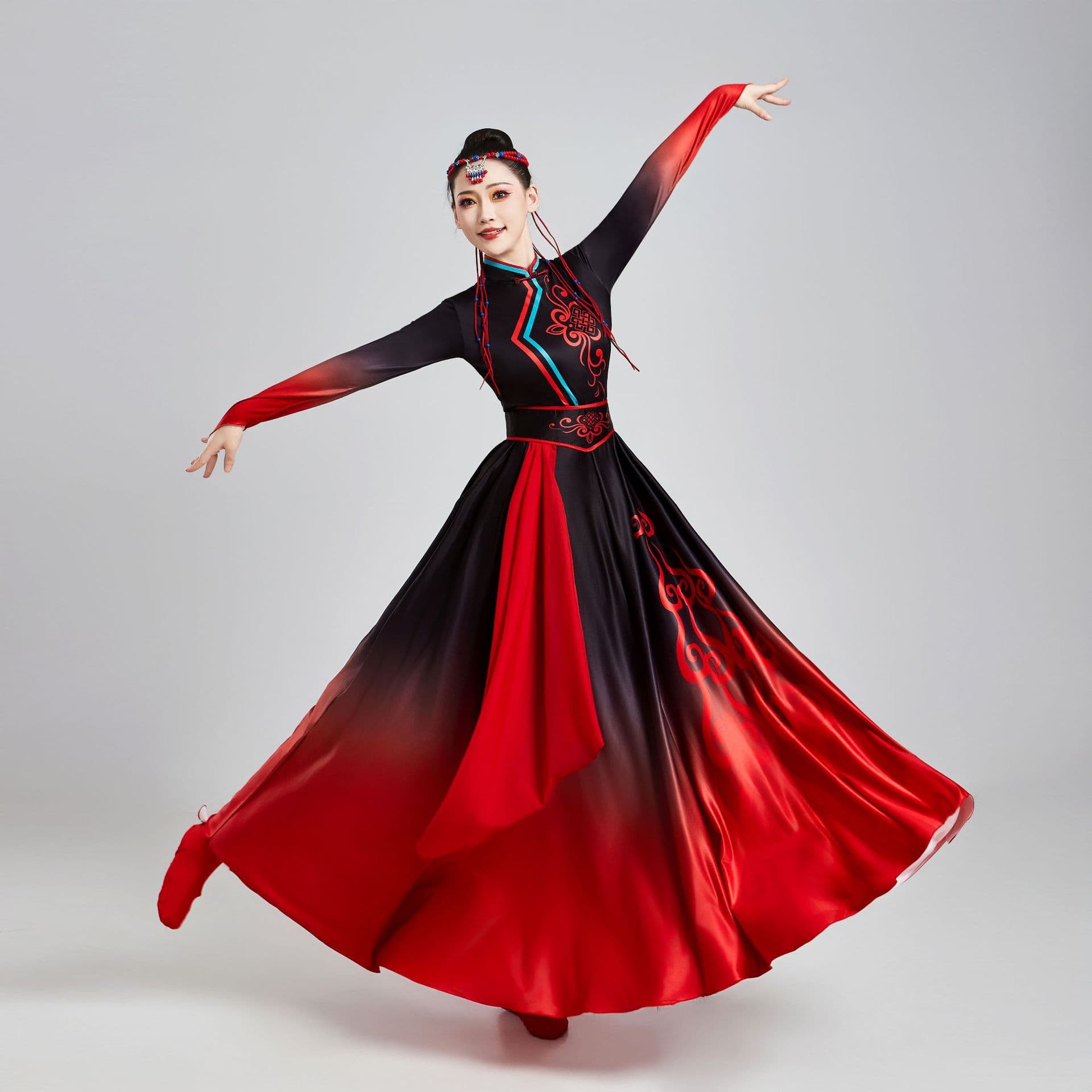 New Mongolian Dance Costume for Women, Modern Ethnic Style, Prairie Dance Dress, Summer Long Style