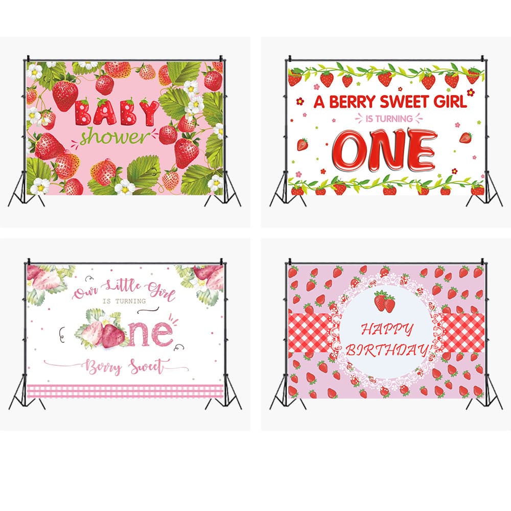 New Cross-Leaf Strawberry Children's Birthday Party Photography Backdrop Fabric Photo Material Studio Props