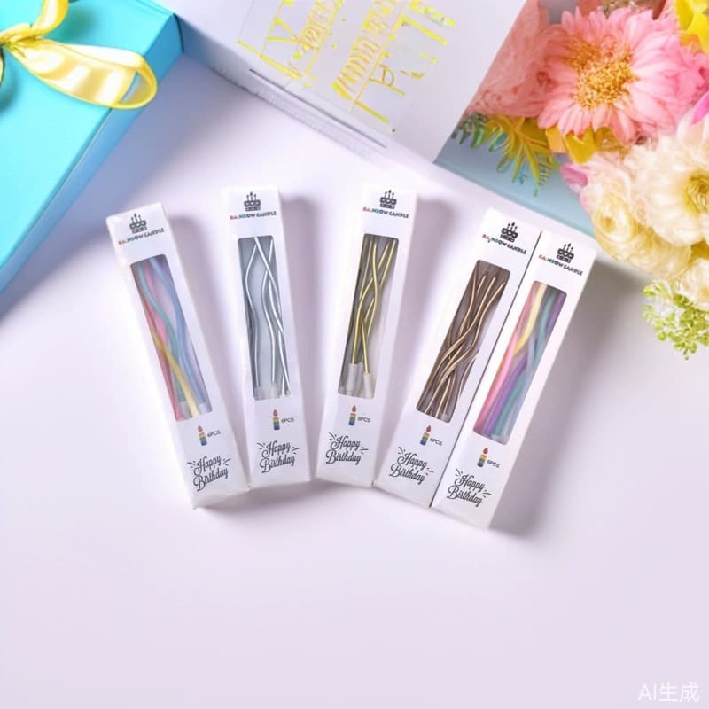 Trendy Curved Birthday Candles Gold-Plated Smokeless Party Butter Candles Colorful Curve Birthday Cake Decoration Inserts
