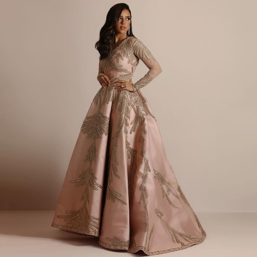2025 cross-border spring new style European and American foreign trade women's clothing independent station hot stamping large-sleeved long skirt banquet sexy evening dress