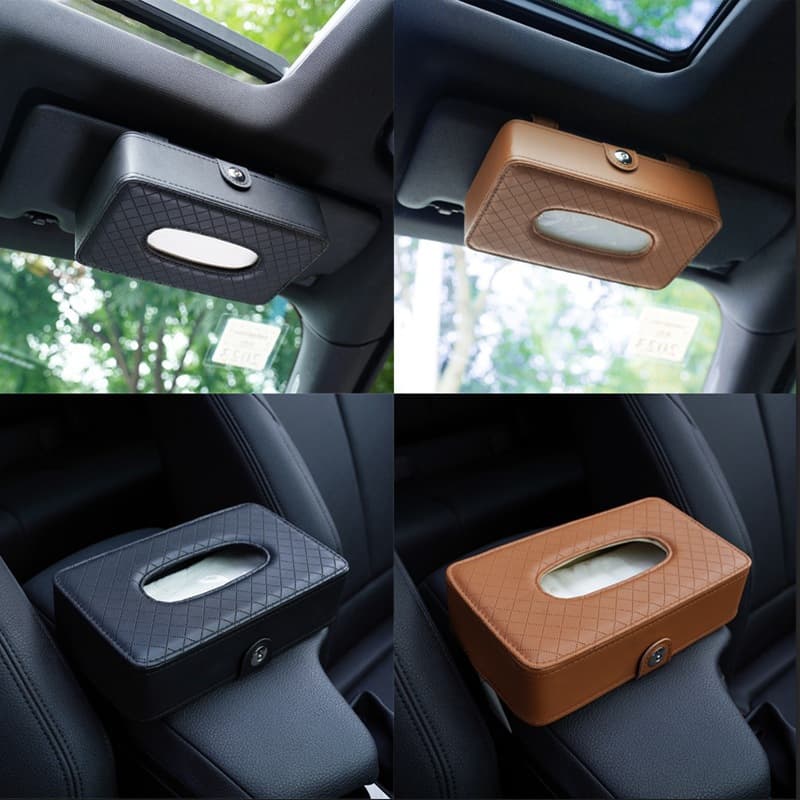 Car tissue box seat back tissue box leather embossed sun visor hanging tissue storage box car tissue box