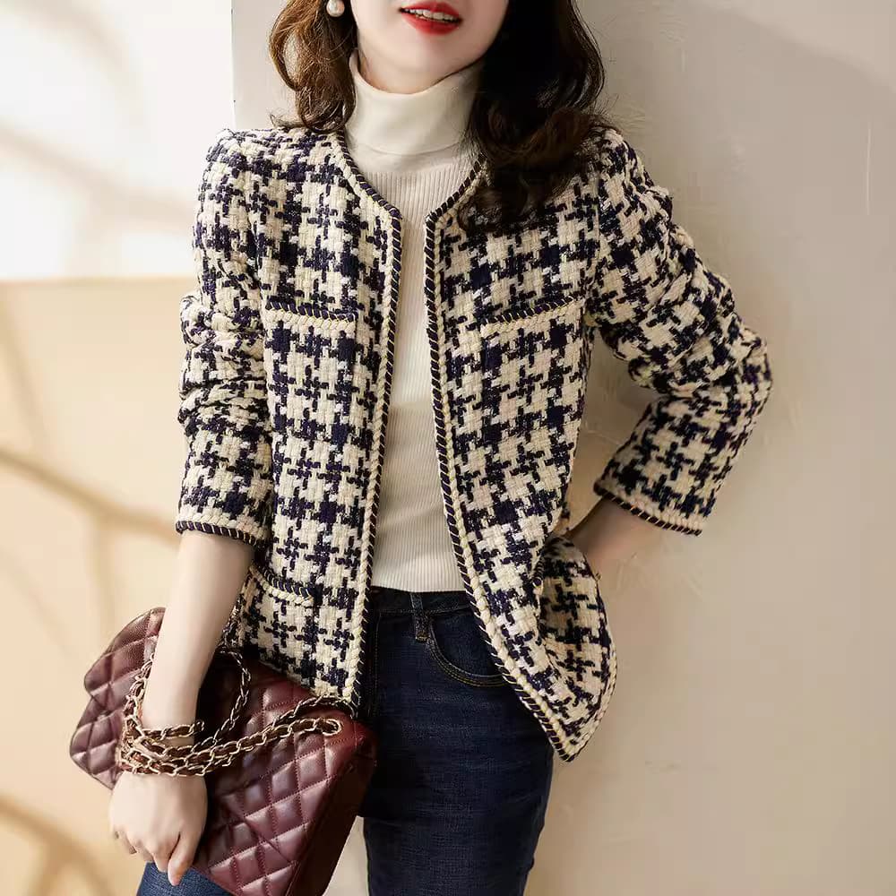 In Stock 2024 Small Fragrance Early Autumn Light Social Atmosphere! Old Noble Scroll Flavor Soft Tweed Coat