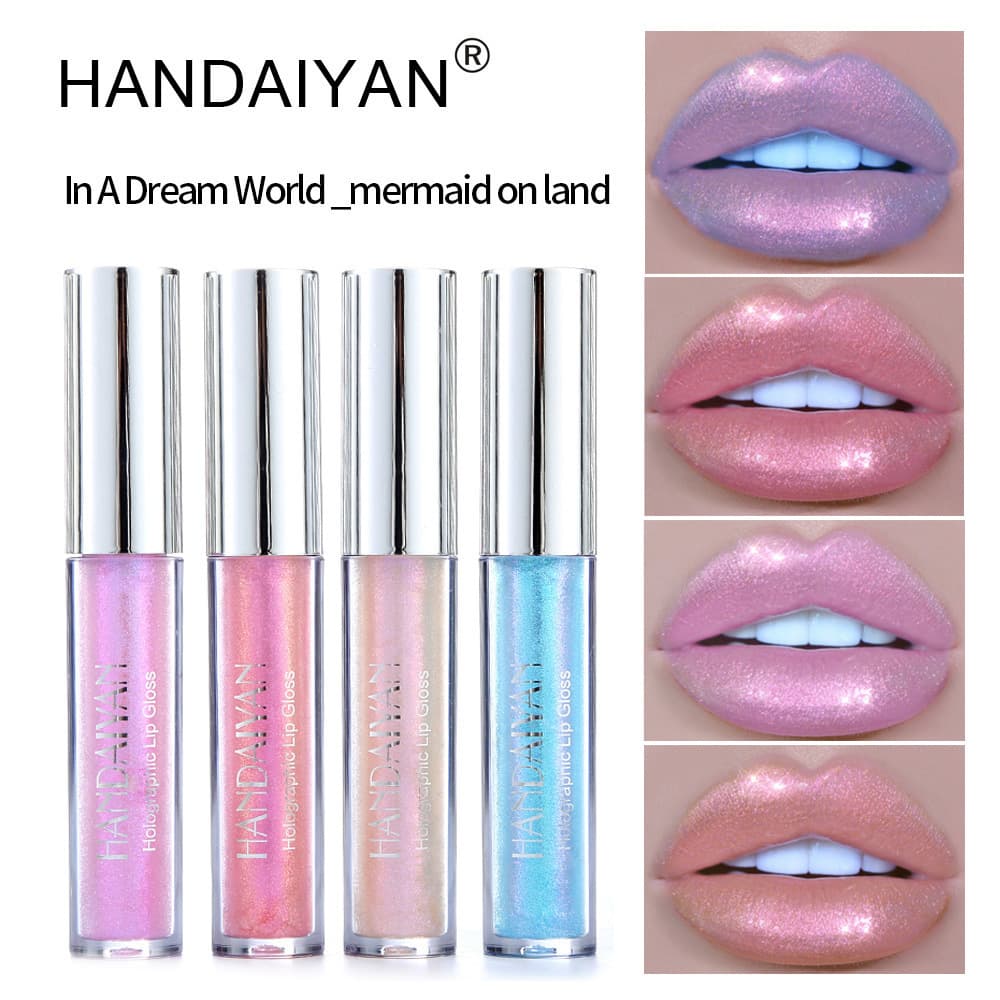 HANDAIYAN Long-Lasting Moisturizing Pinkish-Color Shimmering Pearl Shine Iridescent Lip Gloss/Lip Tint - A Popular Cross-Border Makeup Product