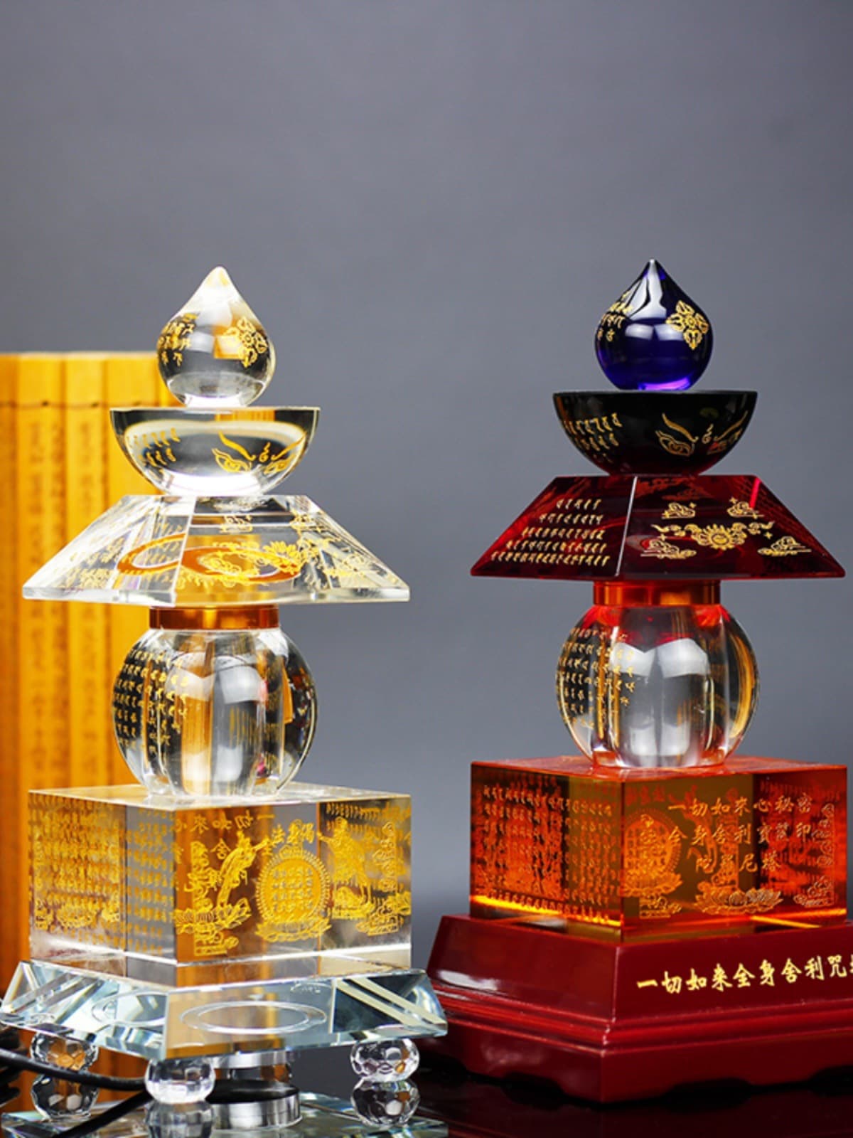 Crystal Stupa Sealed Enshrinement Five-Element Pagoda, Secret Heart Whole Body Treasure Box Seal Dharani Pagoda, Bodhi Artificial Crystal