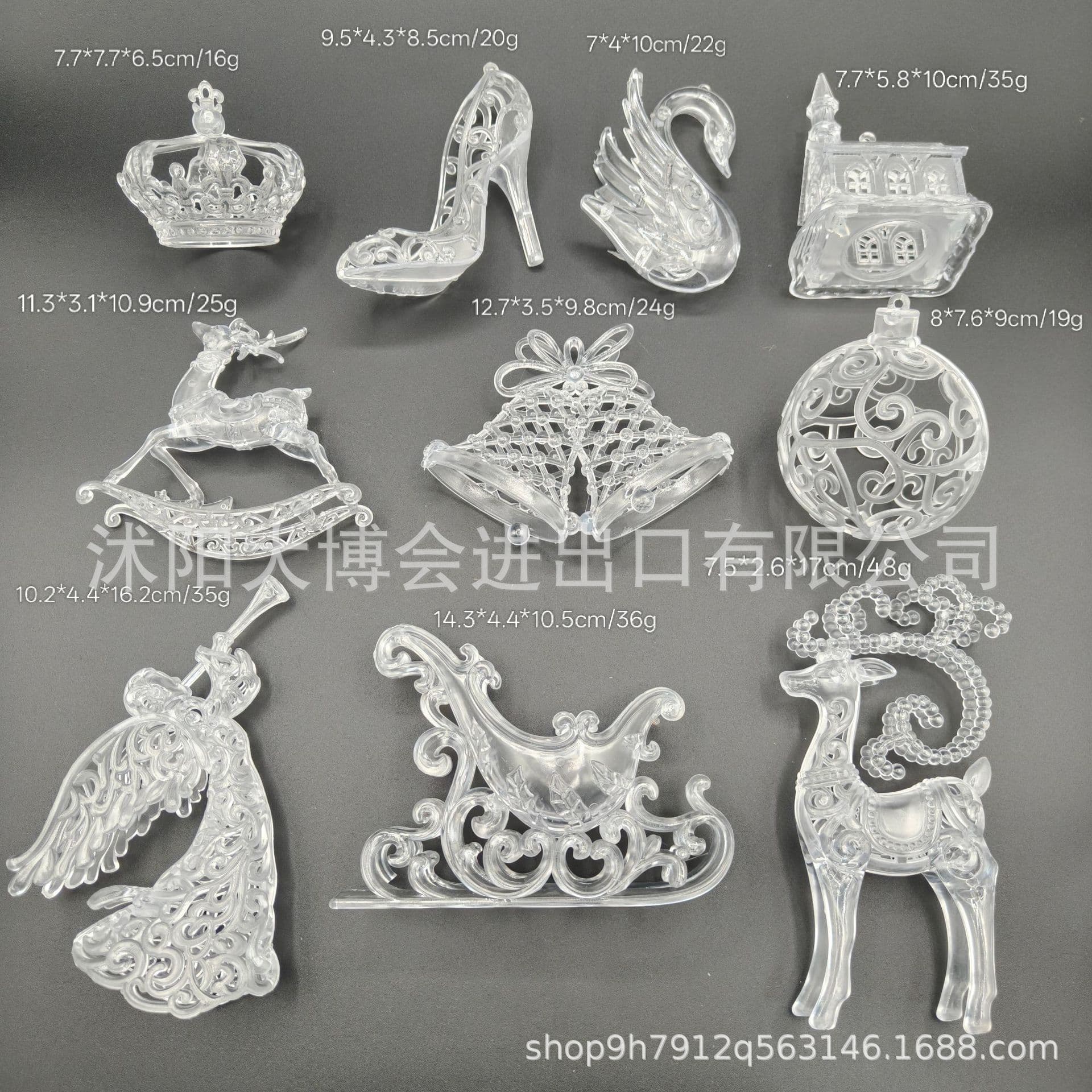 Christmas Festival Transparent Acrylic Irregular Injection Molded Parts Holiday Decoration Materials