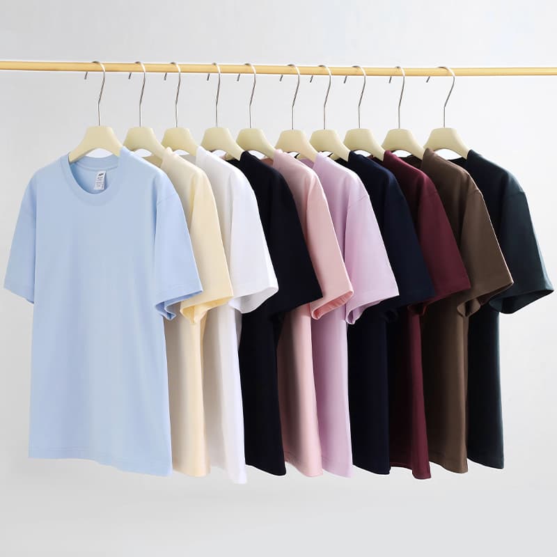 Japanese style 230g heavy cotton short sleeve t-shirt women's all-match round neck shoulder top solid color half sleeve wholesale T-shirt men