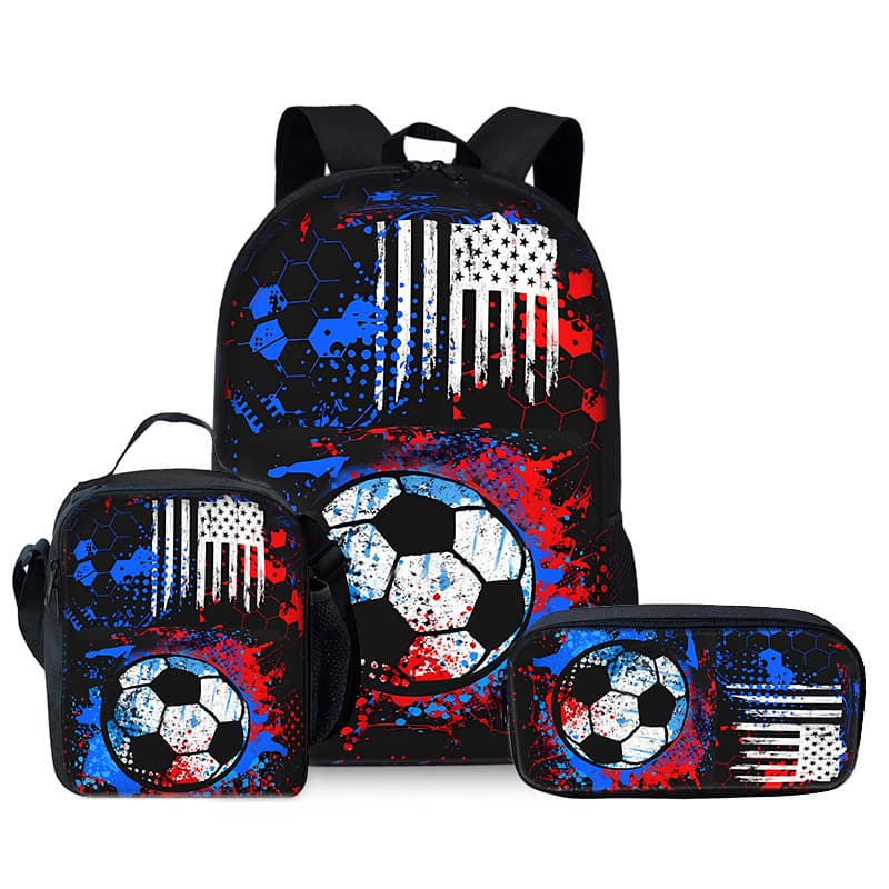 Primary and Secondary School Students DIY Soccer Backpack Factory Wholesale Lightweight Versatile Backpack Crossbody Pencil Case Three-Piece Set