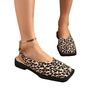 Large Size Closed-Toe Women's Shoes, New Fashion Leopard Print Lightweight Casual Flats, Cross-Border Simple and Elegant Women's Slippers