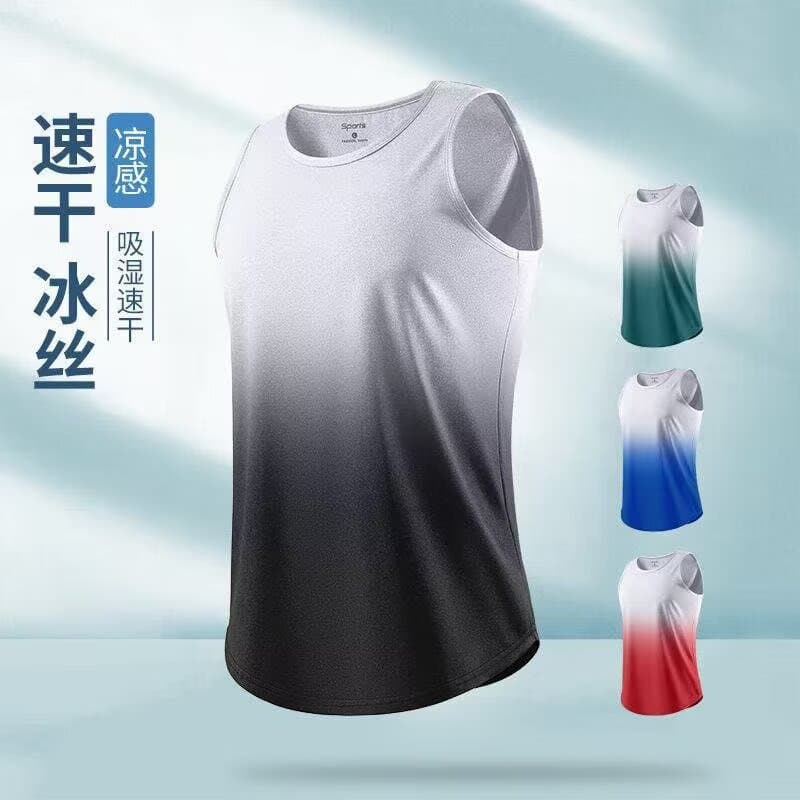 Men's Summer Short Sleeve Quick-Dry Sleeveless Vest Loose Running T-Shirt Basketball Training Fitness Top