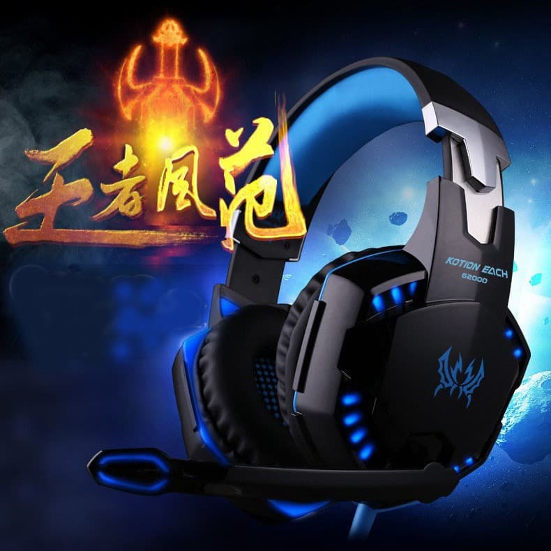 Inzuo G2000 Over-Ear Headphones for Laptop and Desktop, Gaming Music Headset with Heavy Bass and Microphone for CF