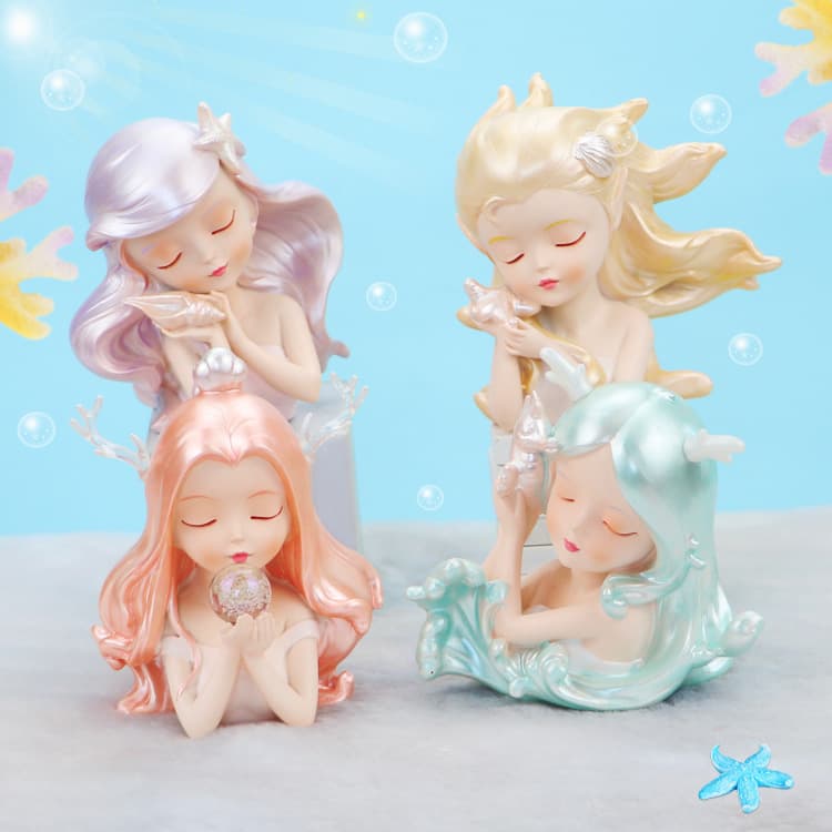 Girl's Heart Ocean Girl Figurine Birthday Cake Decoration Cartoon Children's Room Decor Ornament Birthday Gift