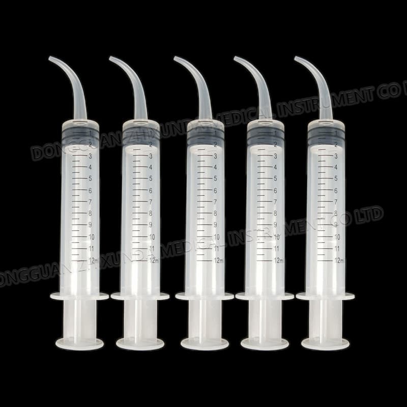 Disposable Dental Curved Syringe with Scale, Impression Material Syringe, Oral Irrigator Dispenser 12ml