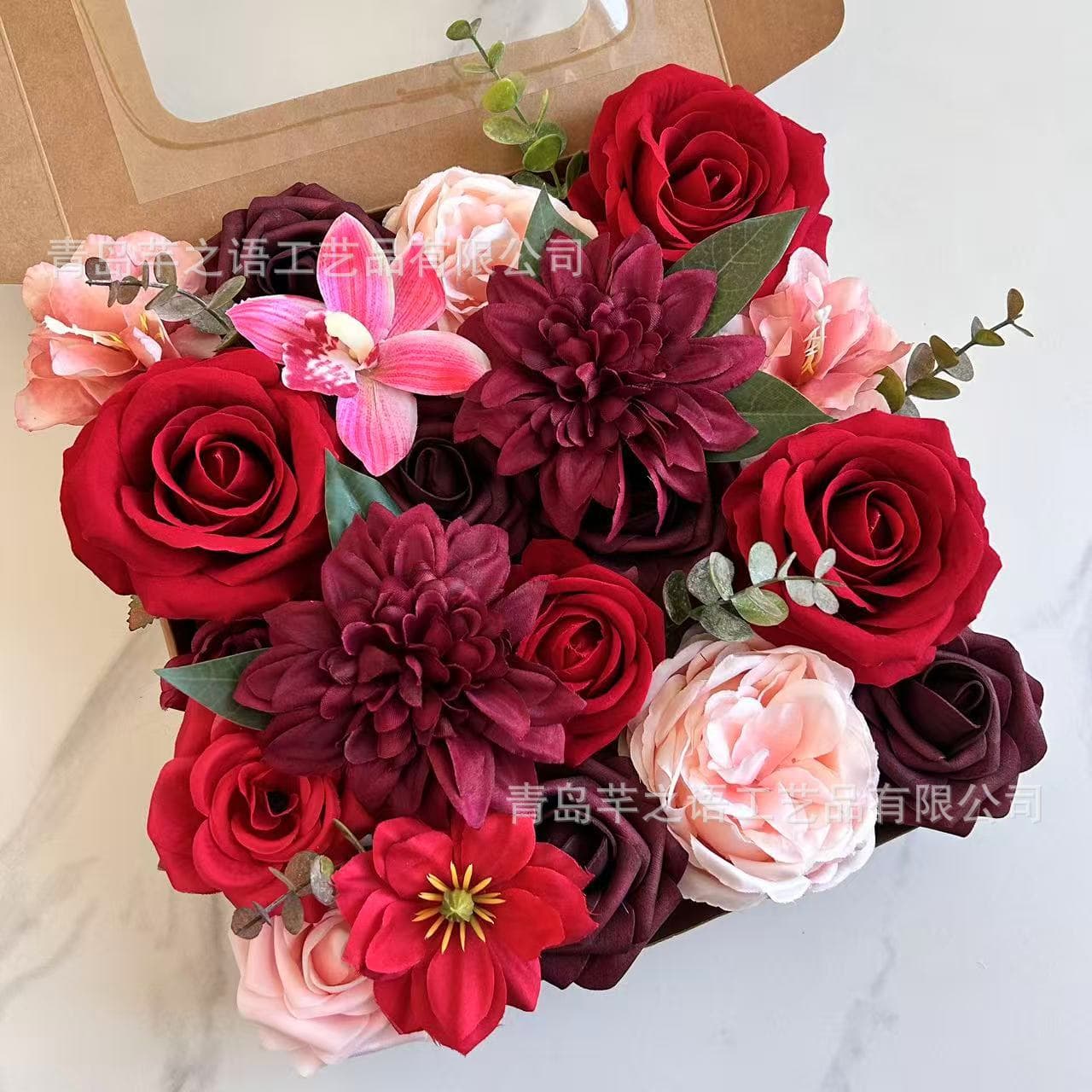 Artificial Flowers Cross-Border Spring Valentine's Day Simulation Flowers Wedding Home Decoration Gift Box Flowers with Stems