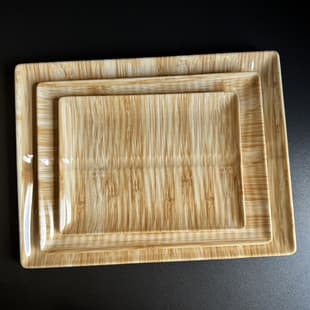 Southeast Asian Melamine Dinner Plate, Wood Grain Round Plate, Coffee Cup Tray, Fruit Plate, Dinner Plate