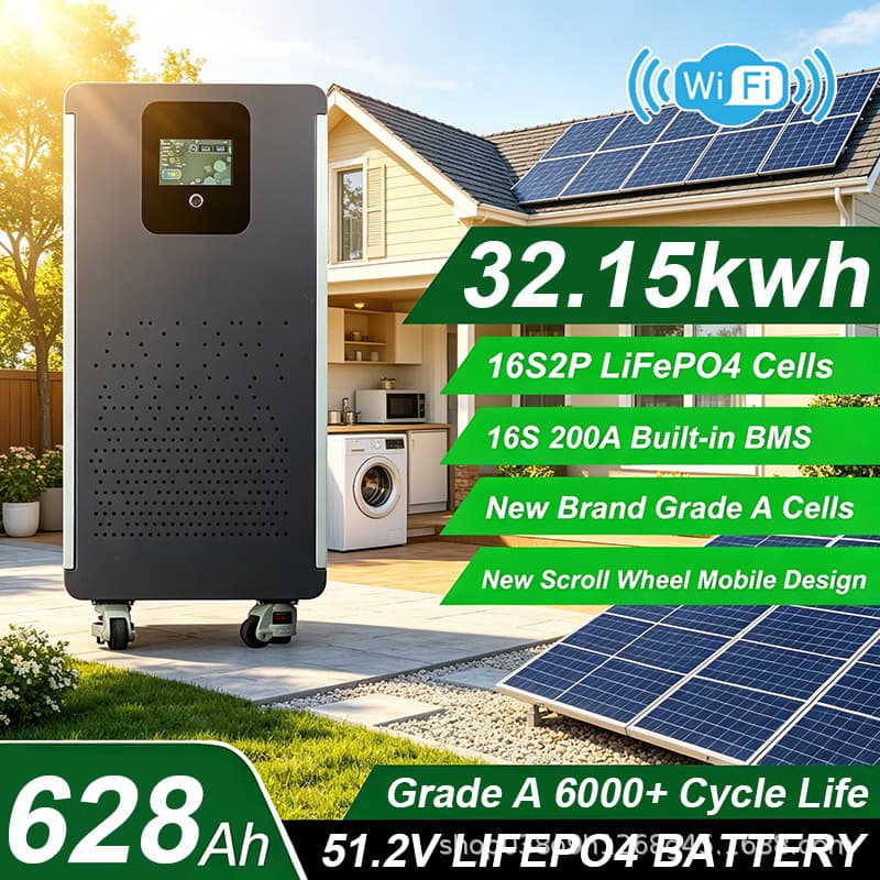 LiFePO4 Lithium Iron Phosphate 48V 51.2V 628AH 32KWH Home Solar Energy Storage Battery