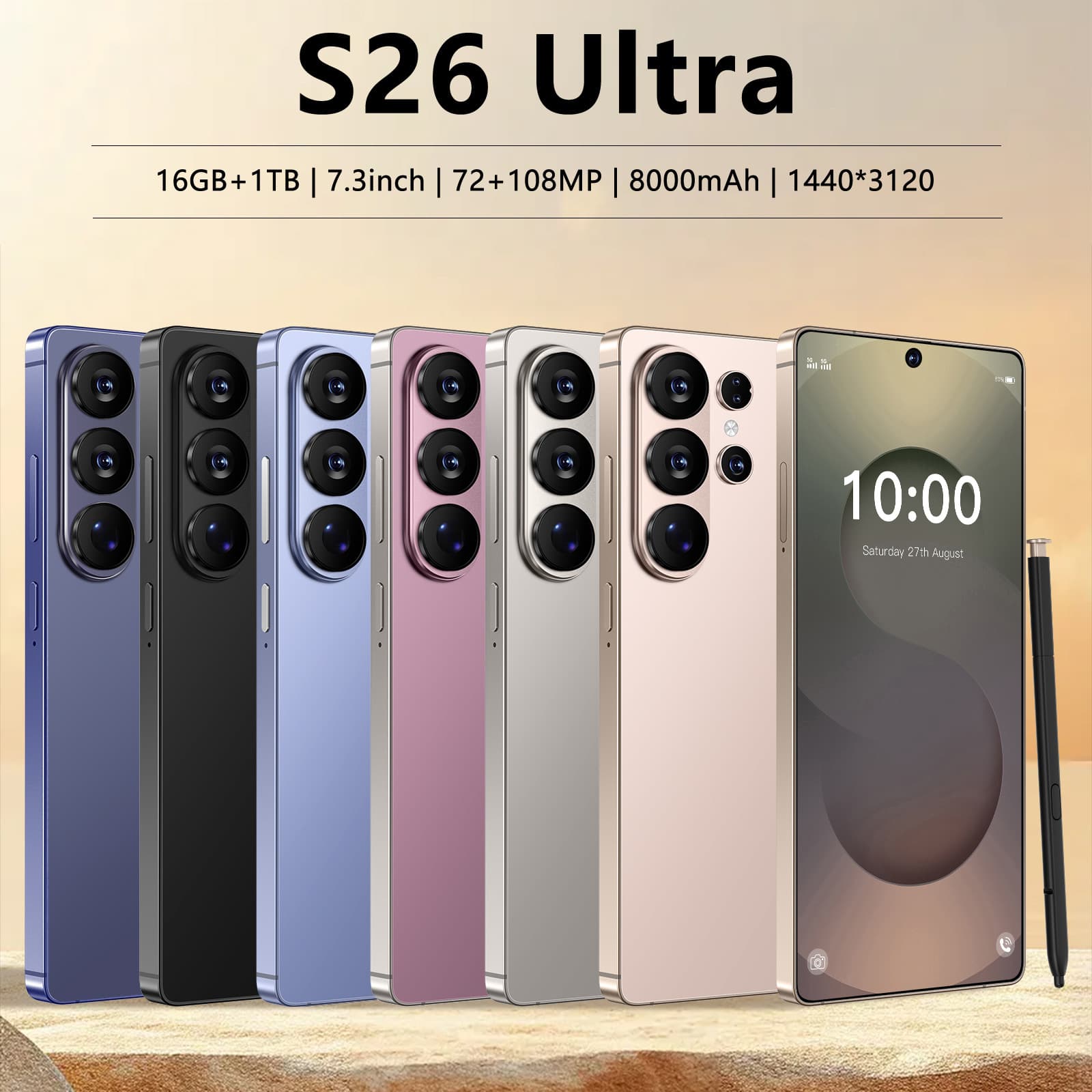 New product S26 Ultra cross-border 7.3-inch 3+64G built-in pen Android smart 4G full network foreign trade mobile phone