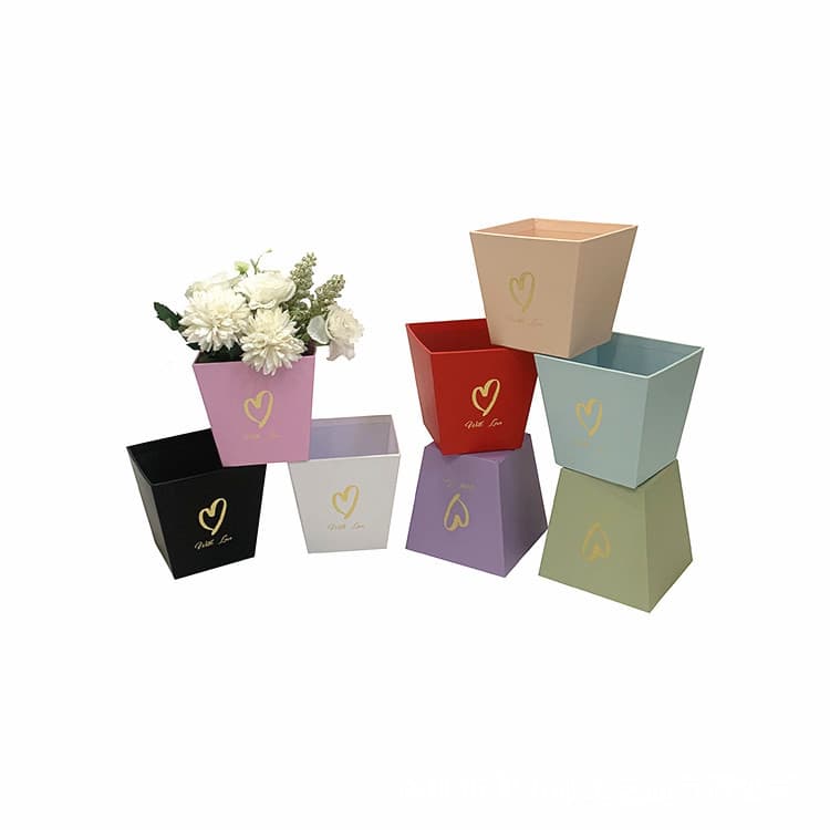 Aolipai Macaron Color Single Small Flower Bucket Flower Arrangement Box Trapezoid Box Flower Box Gift Box