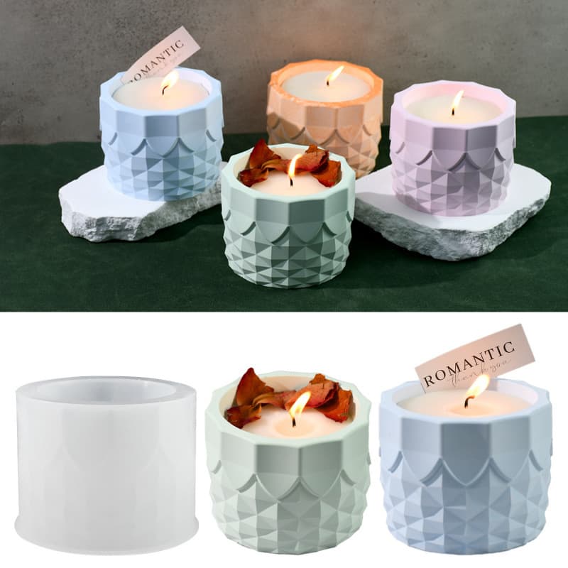 Sweet DIY Resin Mold Lace Cut Cylinder Pen Holder Mirror Silicone Mold Succulent Planter